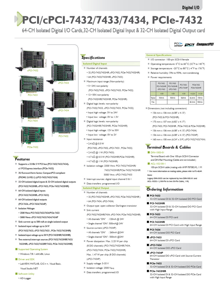 PCIe-7432 Datasheet en 1 | PDF | Computer Engineering | Electrical ...
