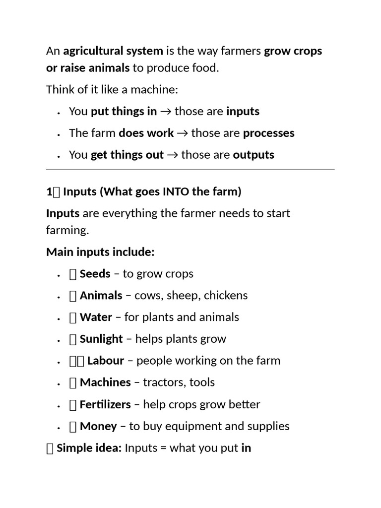 An Agricultural System | PDF | Agriculture | Farms