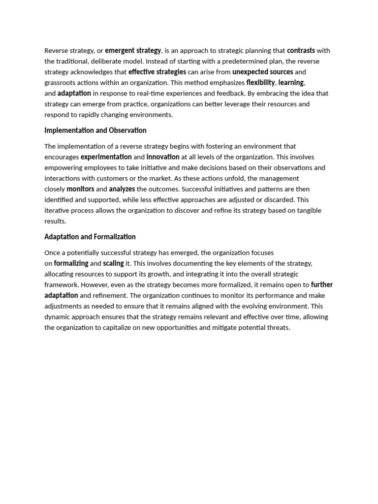 Reverse Strategy To Planning | PDF