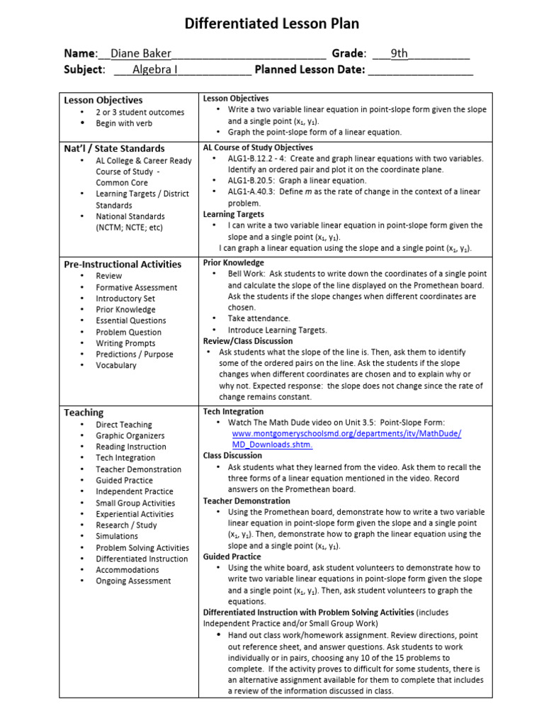 Different Lesson Plan RV | PDF | Equations | Reading Comprehension