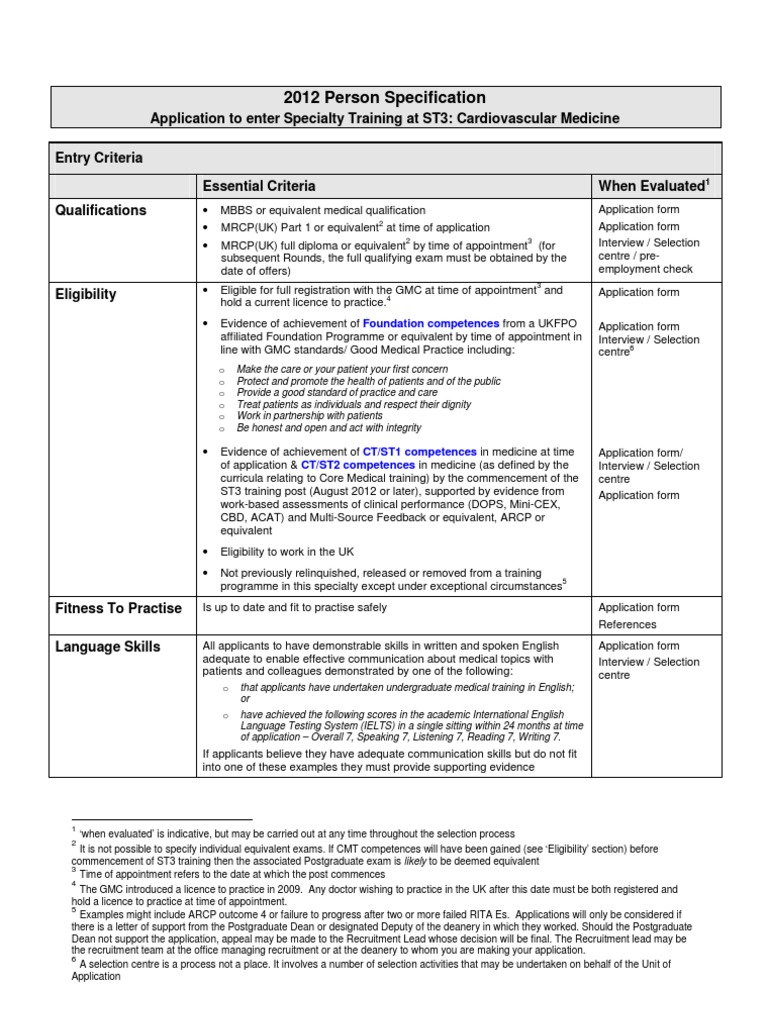 ST3 Cardiovascular Medicine Eligibility | PDF | Patient Safety | Medicine