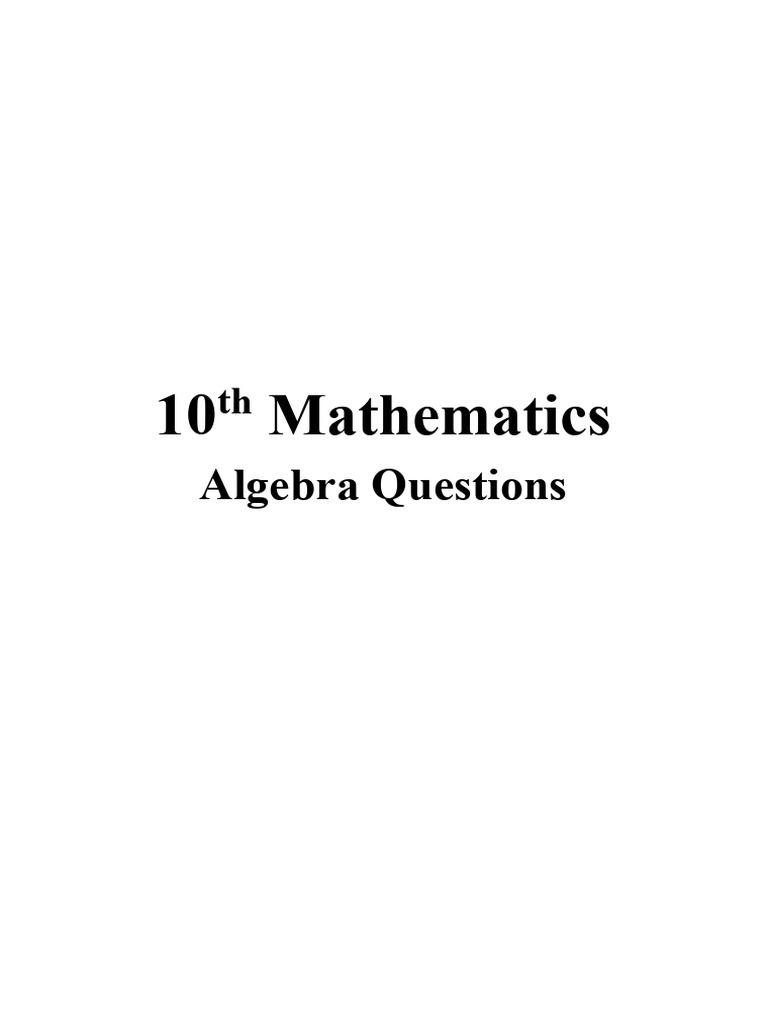 10th Algebra 1 and 2 Marks Questions | PDF