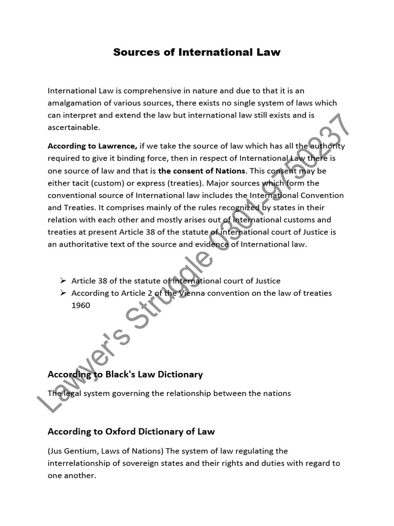 Sources of International Law | PDF | International Law | Treaty