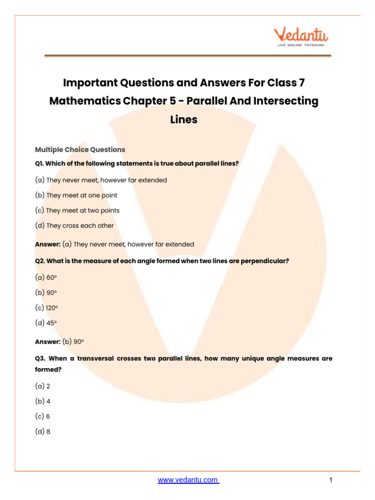 Important Questions and Answers For Class 7 Maths Chapter 5 2025-26 ...