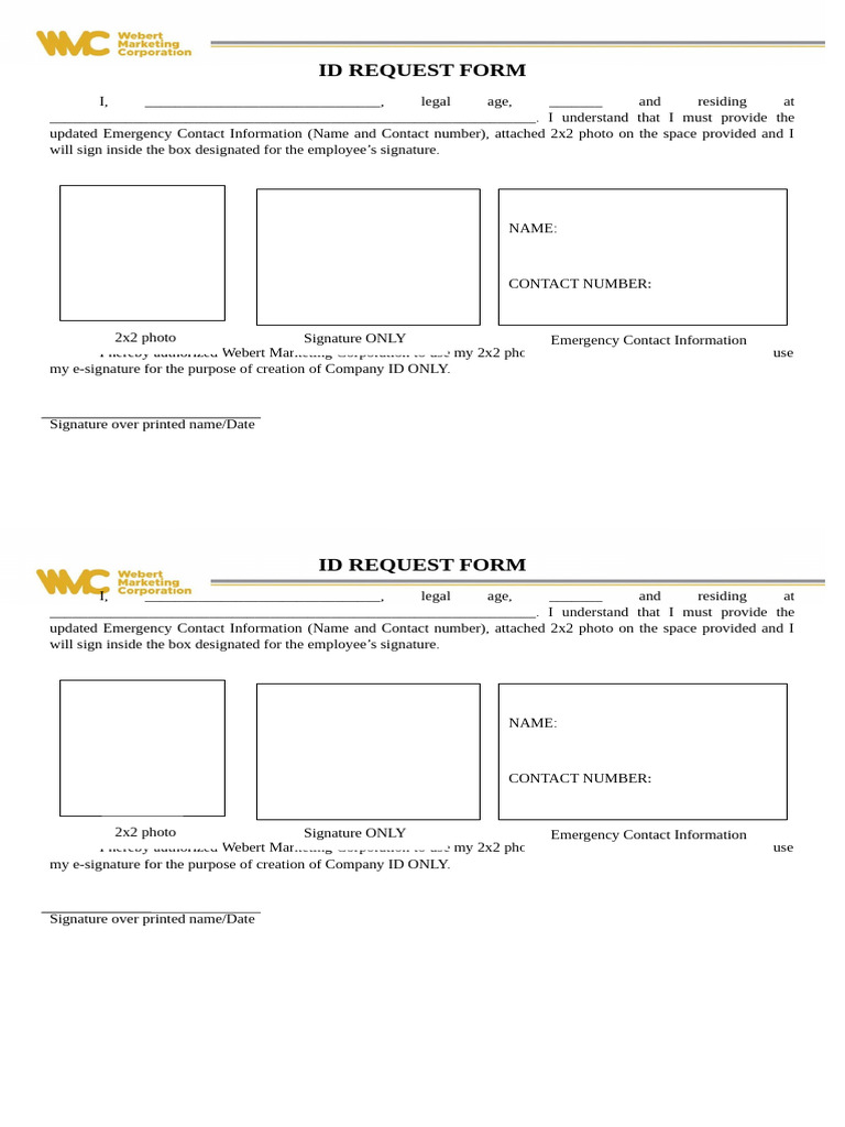 Id Request Form | PDF | Signature | Security Technology