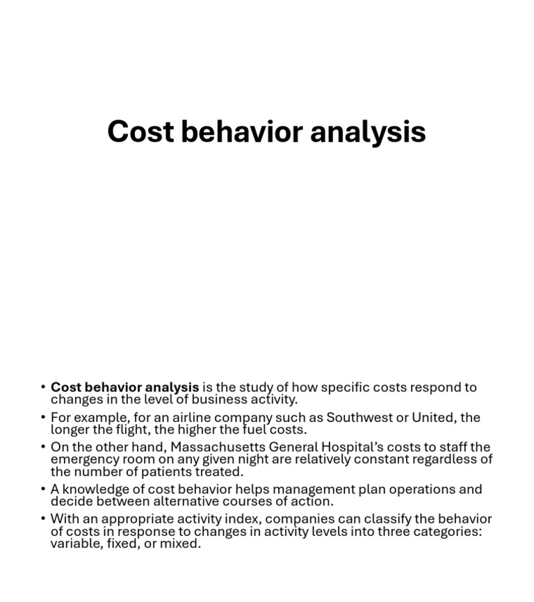 Cost Behavior Analysis | PDF
