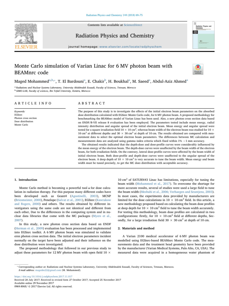 Monte Carlo Simulation of Varian Linac For 6 MV Photon Beam With ...