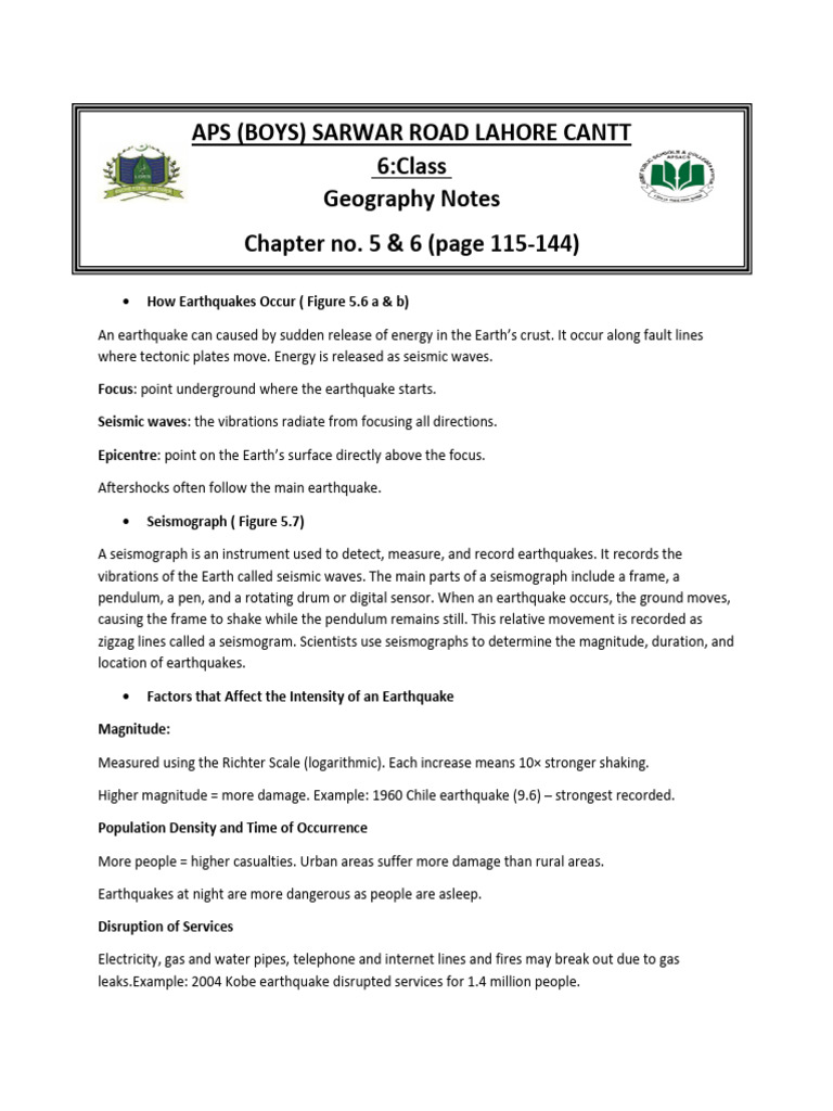Geography Notes Page 115 - 144 | PDF | Volcano | Earthquakes
