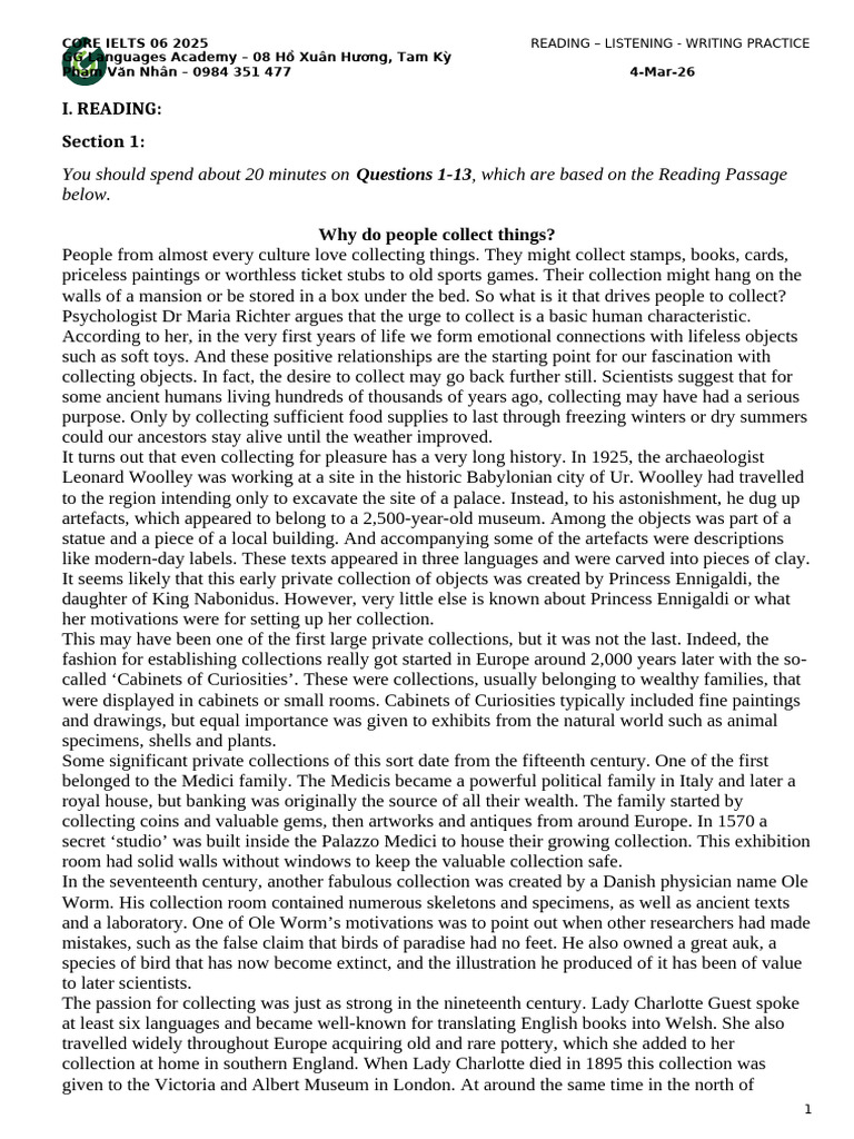Reading - Writing Practice | PDF