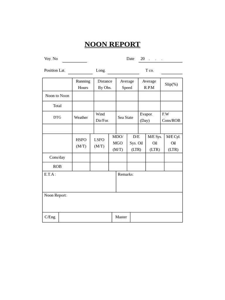 Noon Report | PDF