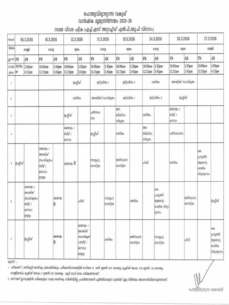 Annual Exam Timetable 2025-26 - EduKsd | PDF