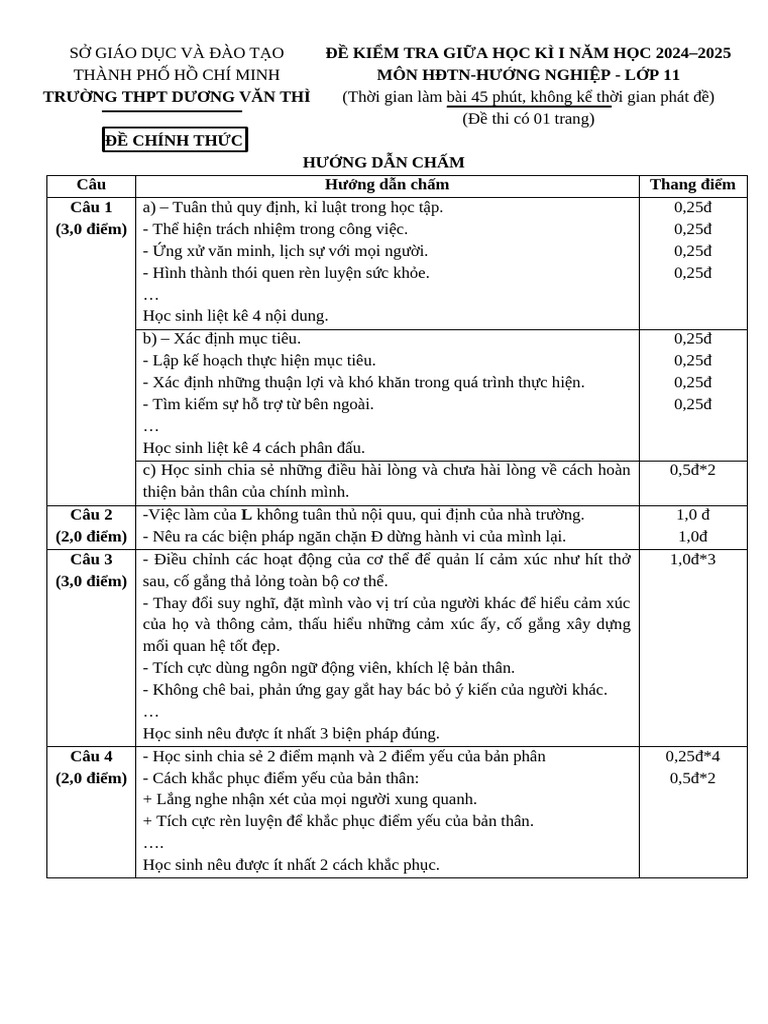 Hdtn11 - KT Gi A Hki - Dap An | PDF