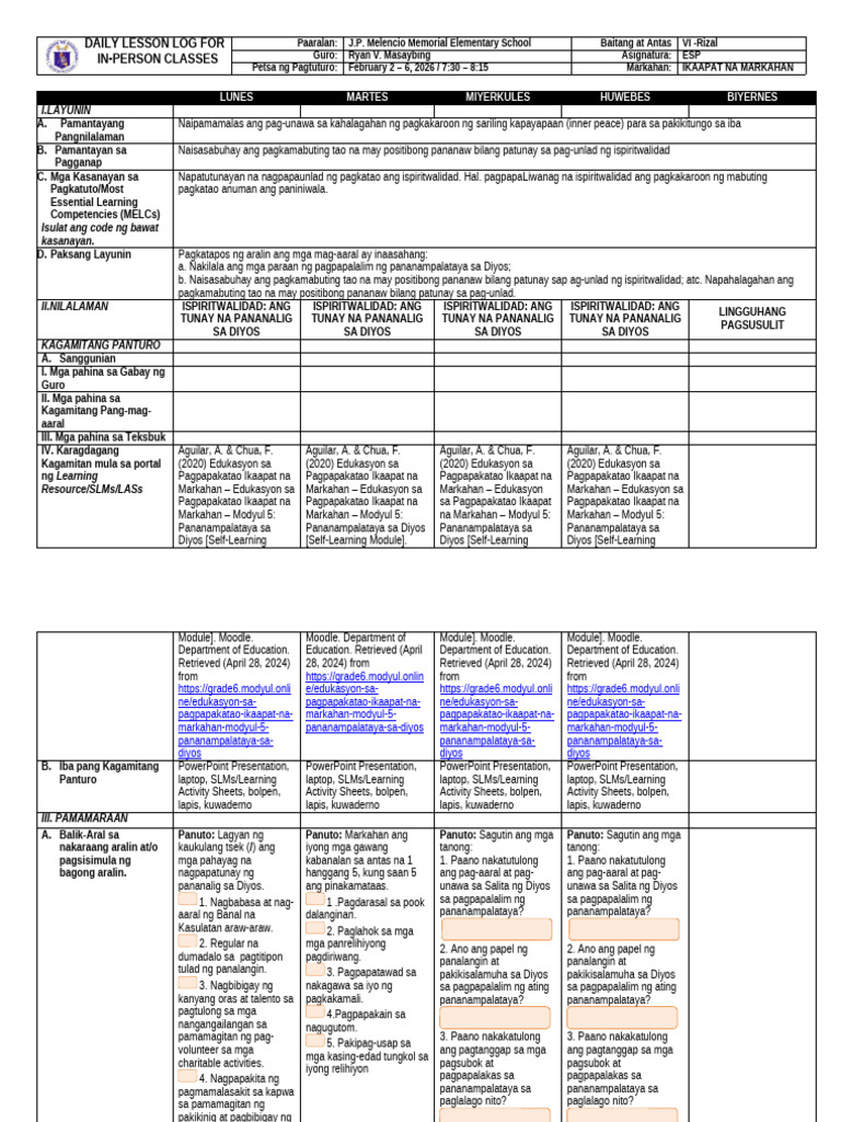 Q4 - Esp - DLL - Week 6 | PDF