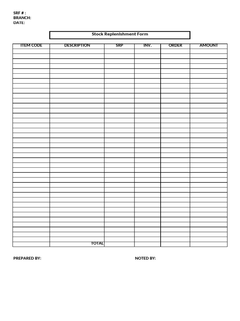 Trendway Replenishment Form | PDF