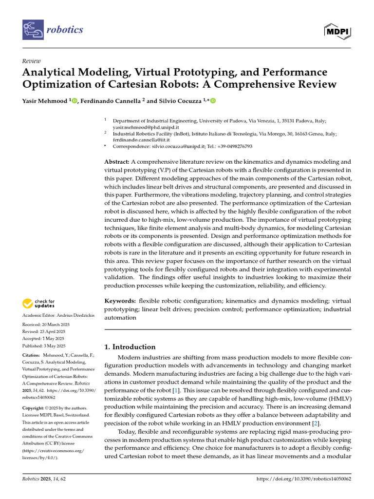 Robotics 14 00062 v2 | PDF | Simulation | Mathematical Optimization