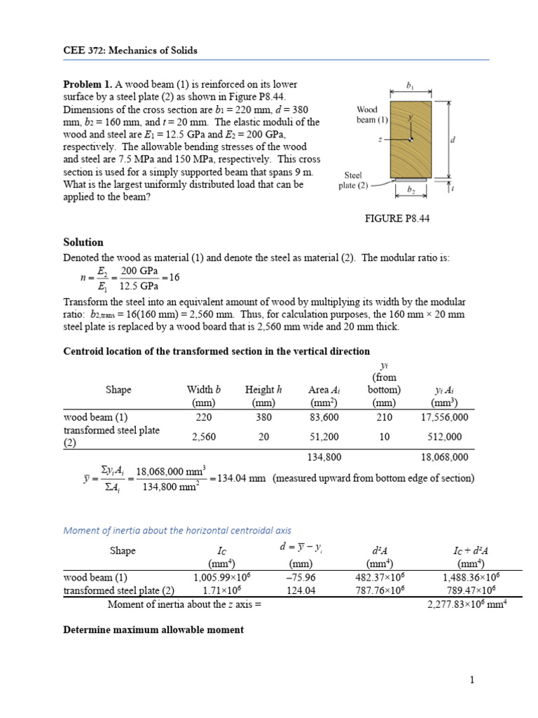CEE372 Assignment Week 10 Solution | PDF | Bending | Beam (Structure)