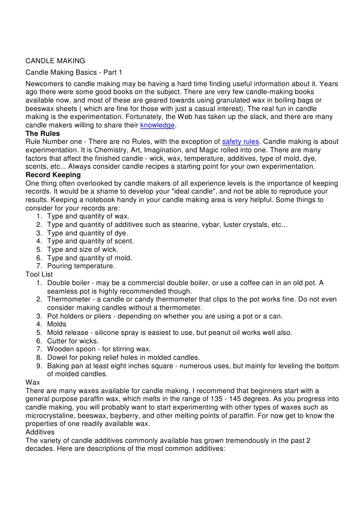 Candle Making PDF Candle Wax
