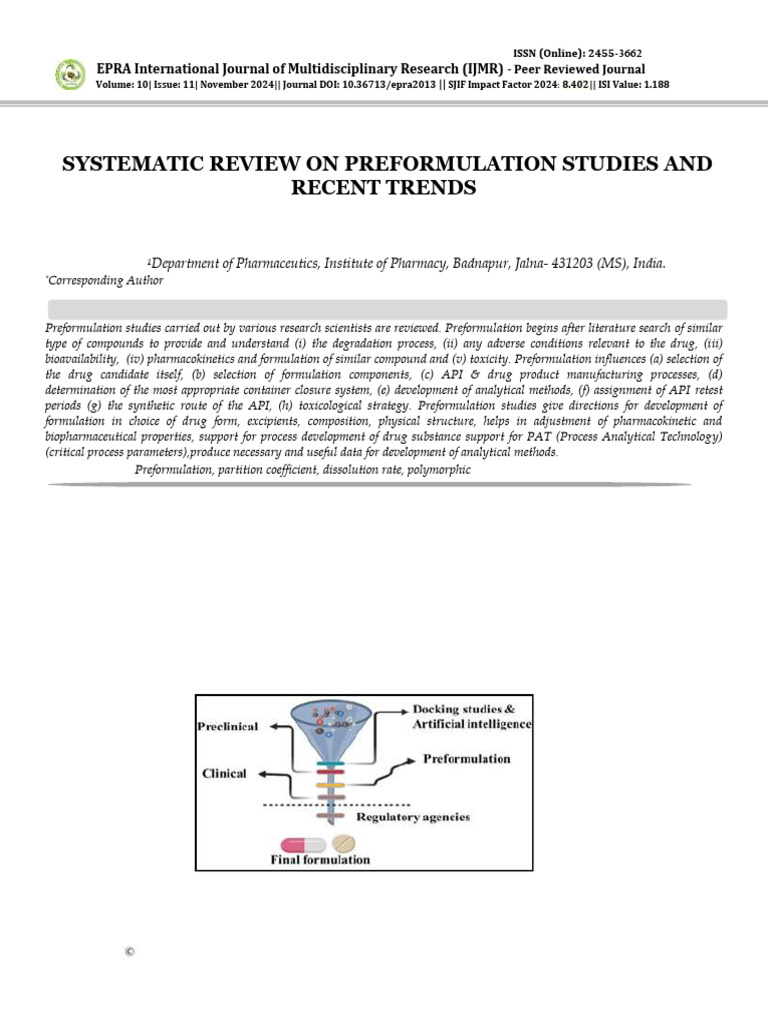 Manuscript Preformulation Studies | PDF | Pharmaceutical Formulation ...