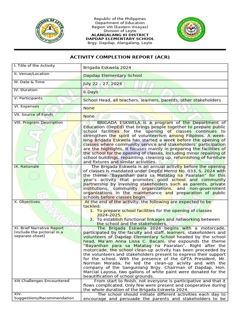 ACR Template | PDF | Teachers | Learning