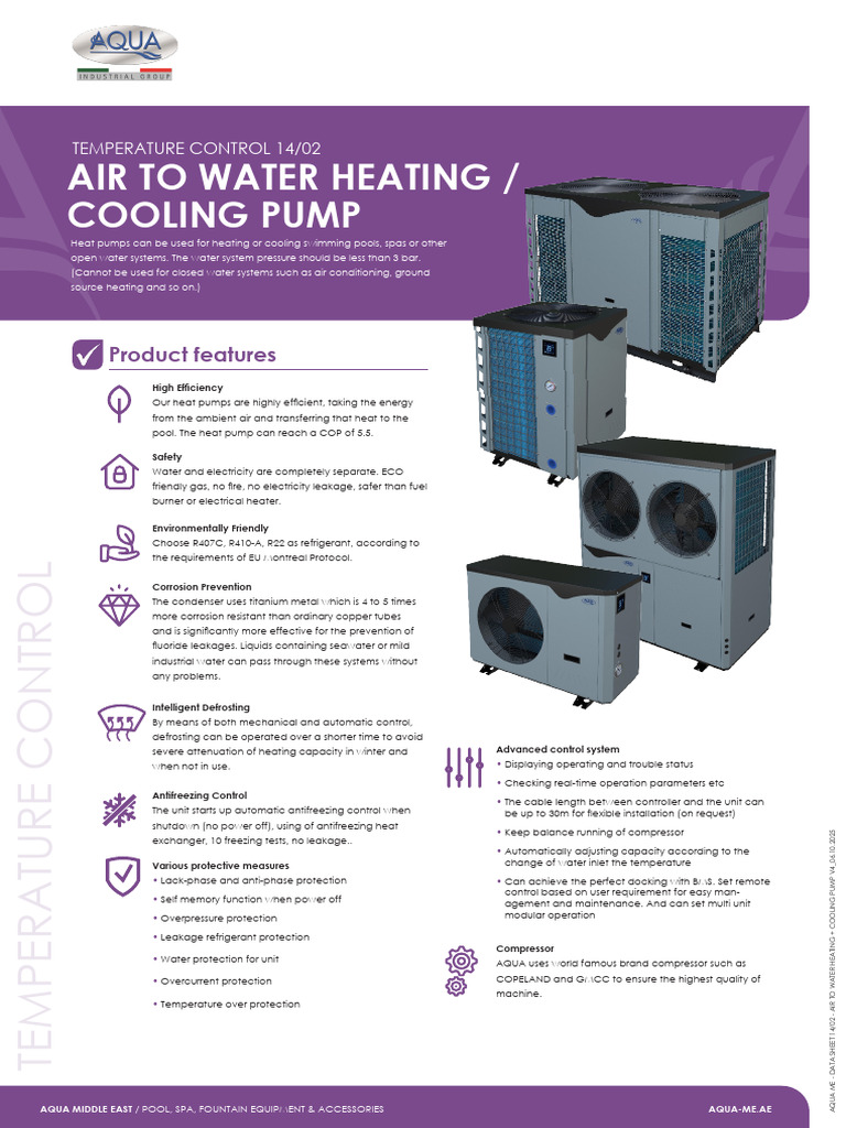 Aqua Me Data Sheet 14 02 Air to Water Heating Cooling Pump v4 06.10. ...