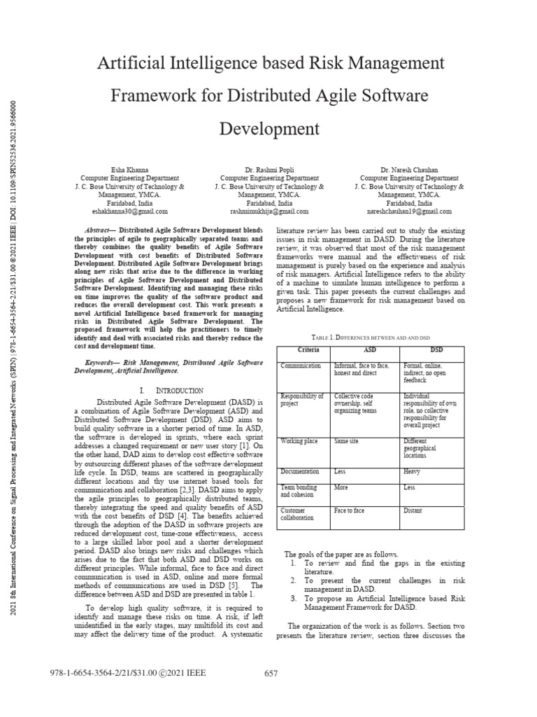Artificial Intelligence Based Risk Management Framework For Distributed ...