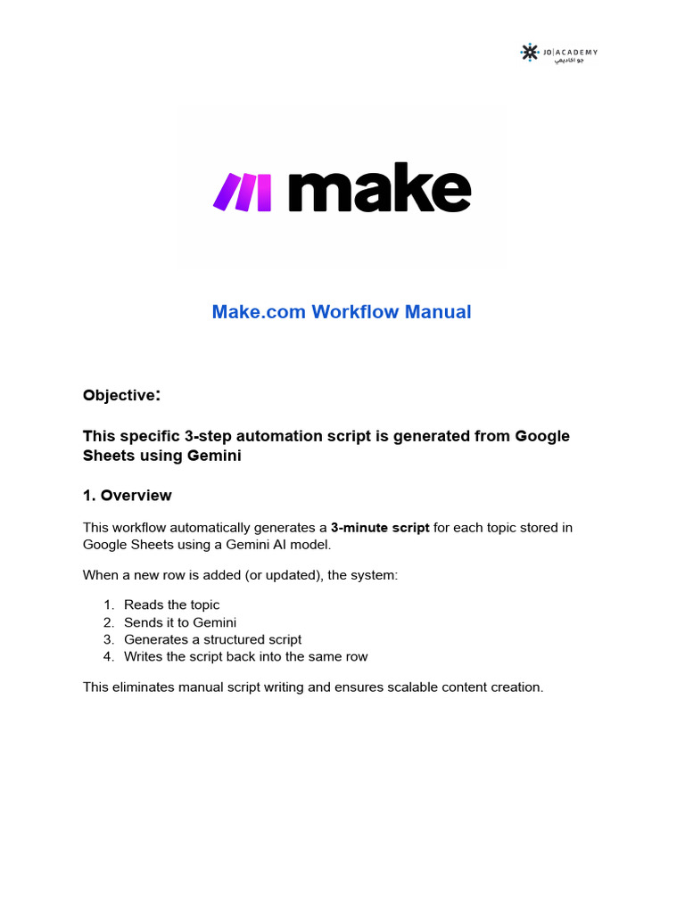 AI Automation Workflow Manual | PDF | Spreadsheet | Computer Science