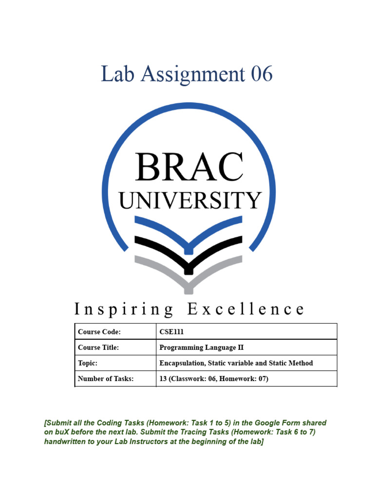 CSE111 Lab Assignment 6 - Fall'25 | PDF | Method (Computer Programming ...