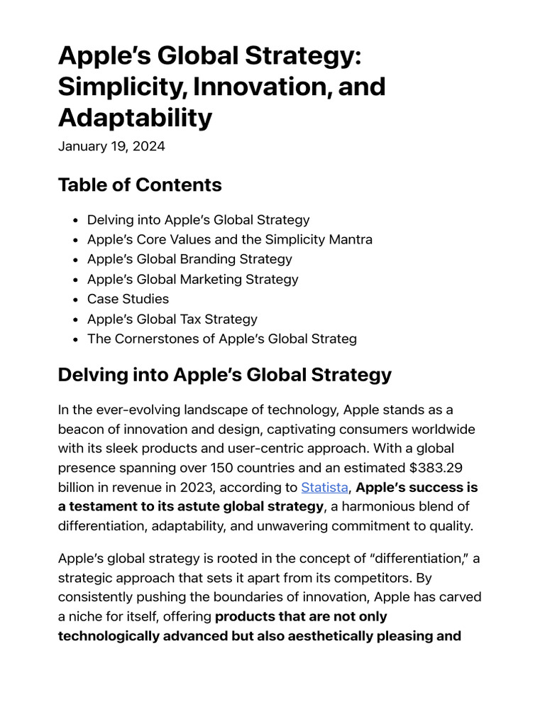 Apple's Global Strategy | PDF | Brand | Apple Inc.