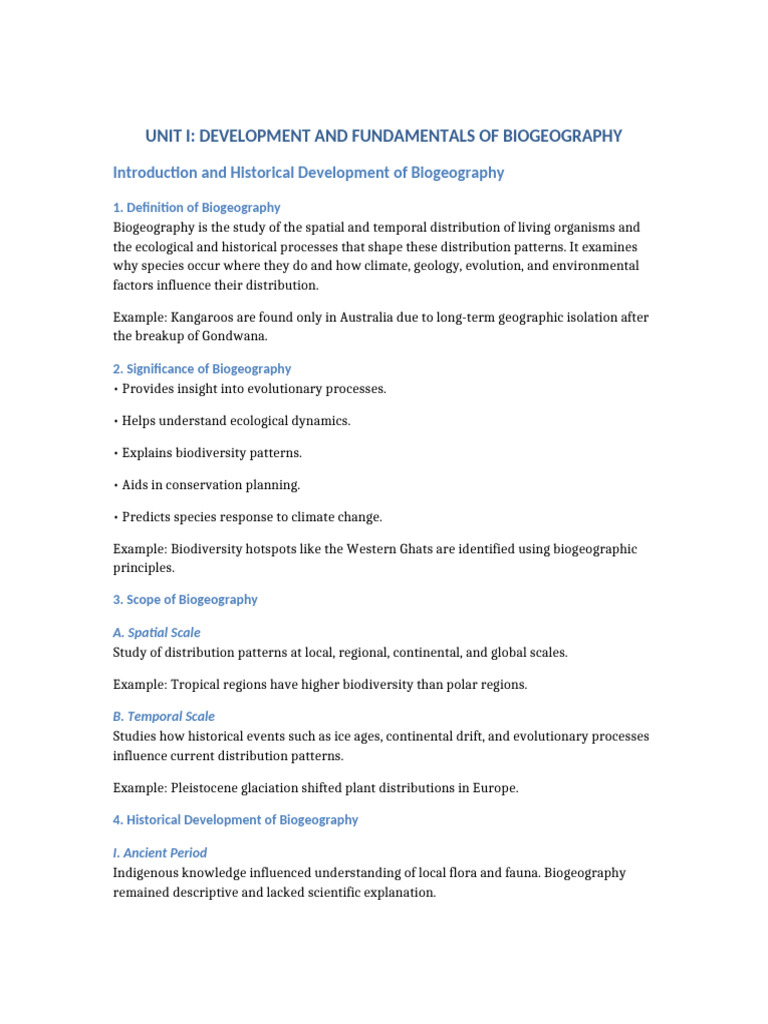 Refined Introduction and History of Biogeography MA Level | PDF ...