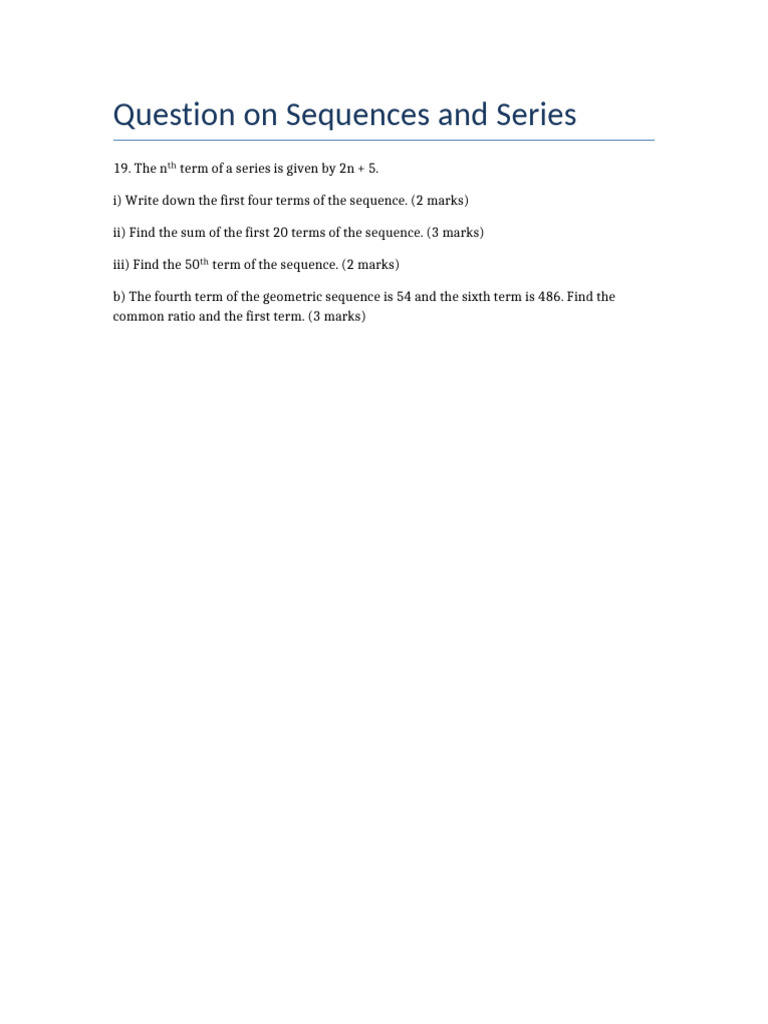 Sequences and Series Question | PDF