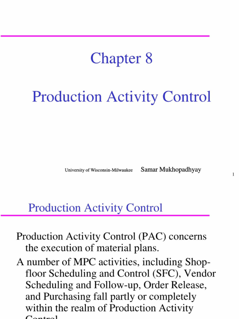CHAPTER 8 Production Activity and Control | PDF
