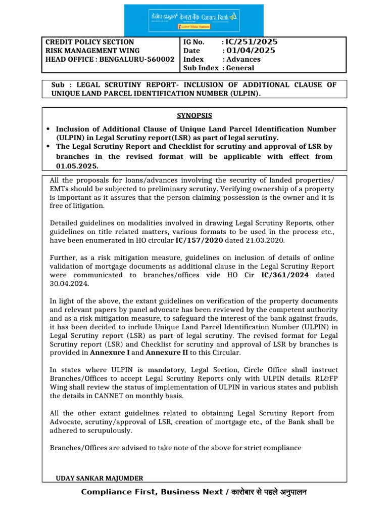 CB New LSR Format With Ulpin | PDF | Mortgage Law | Mortgages