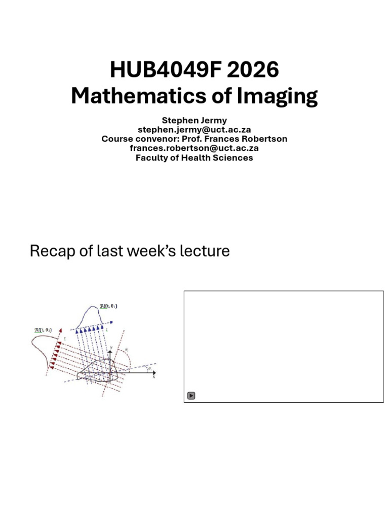 Lecture 4 Backprojection | PDF | Mathematical Analysis | Mathematics