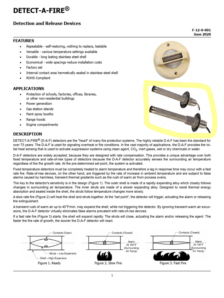 318 103 - 107°C 225°F Industrial Detect A Fire Fenwal Installation ...