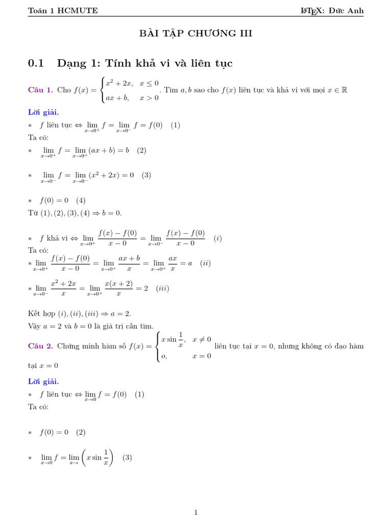 BT Toán 1 | PDF