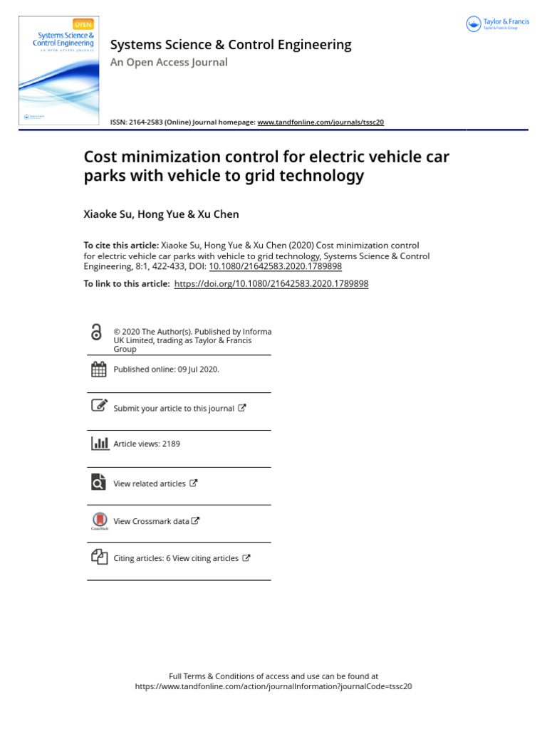 Cost Minimization Control For Electric Vehicle Car Parks With Vehicle ...