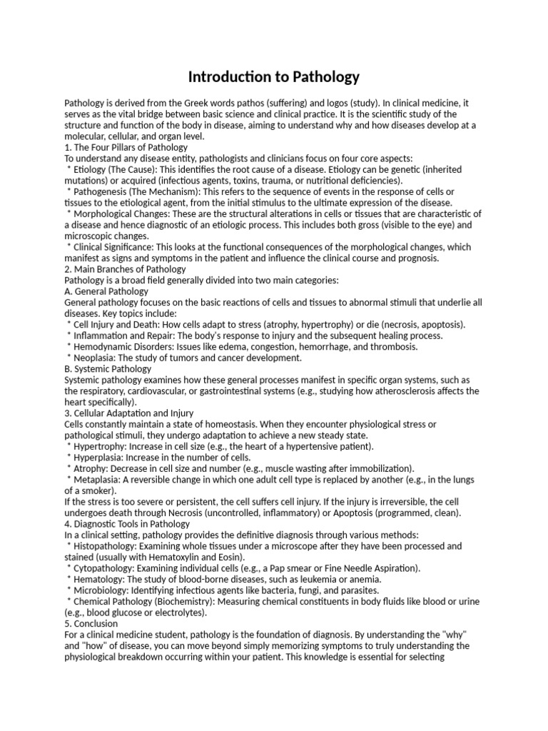 Introduction To Pathology | PDF | Pathology | Medical Specialties