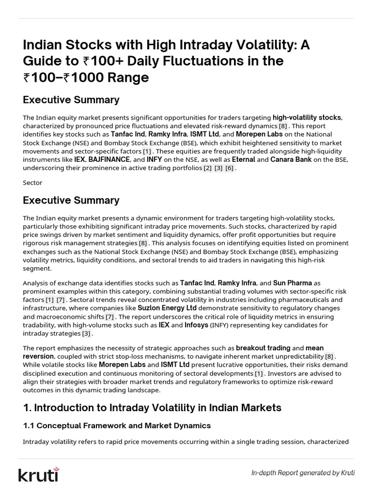Indian Stocks With High Intraday Volatility | PDF | Day Trading | Stocks