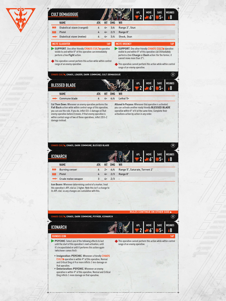 Eng 17-12 Kill Team Team Rules Chaos Cult-x4tsrknbaq-Lc1rwd37iy | PDF