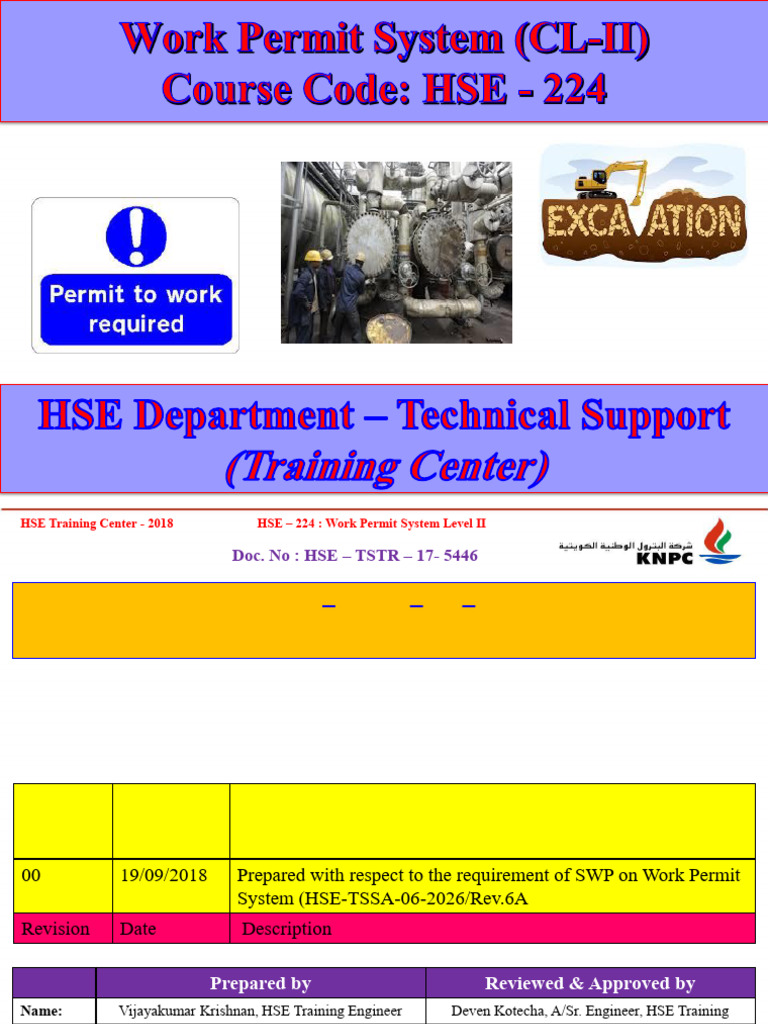 HSE-224 Work Permit Sytem Competency Level II | PDF | Occupational ...
