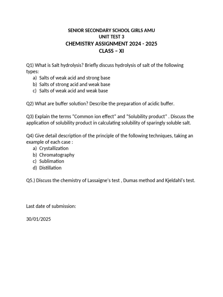 Assignment Class 11 | PDF