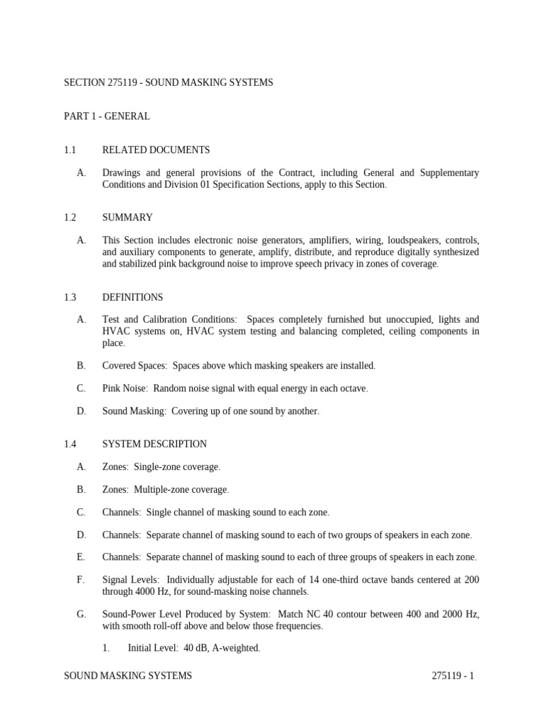 Sound Masking System | PDF | Electrical Wiring | Loudspeaker
