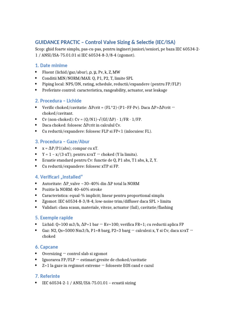 Control Valve Guidance Simple Procedure IEC ISA | PDF