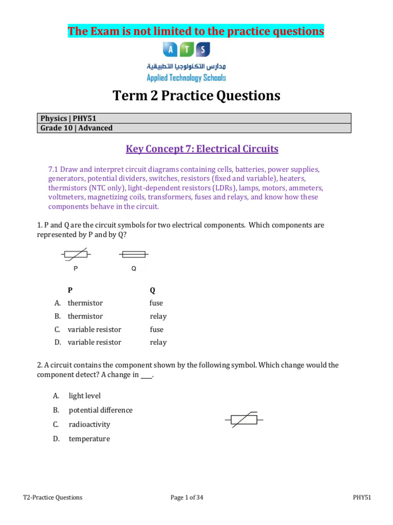 AY2526 T2 PHY51 Practice Questions QP | PDF | Atomic Nucleus | Neutron