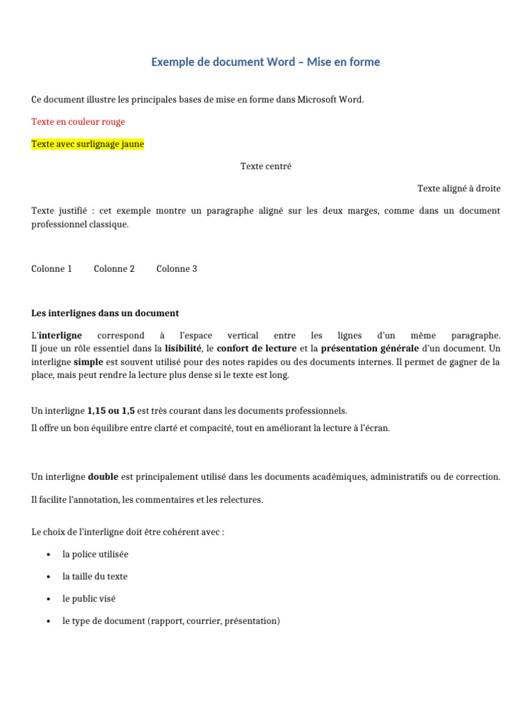 Exemple Mise en Forme Word | PDF