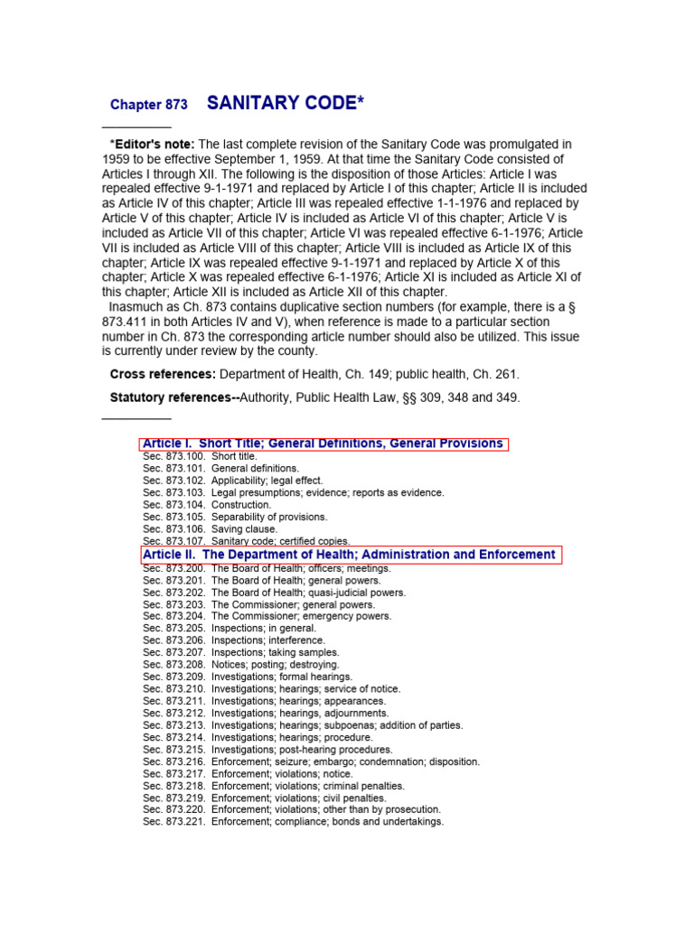 Sanitary Code | PDF | Air Pollution | Water Supply