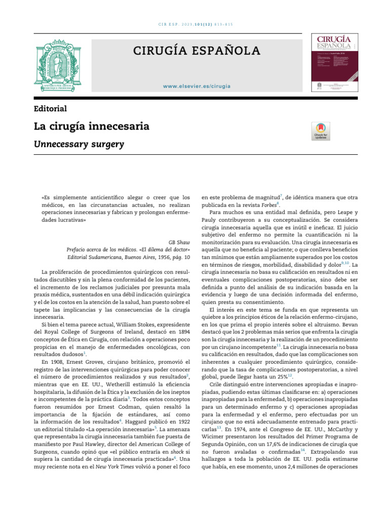 La Cirugia Innecesaria | PDF | Medicina | Medicina CLINICA