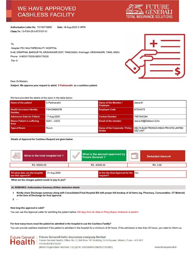Claim Authorization Letter 20912827 | PDF | Radiology | Patient