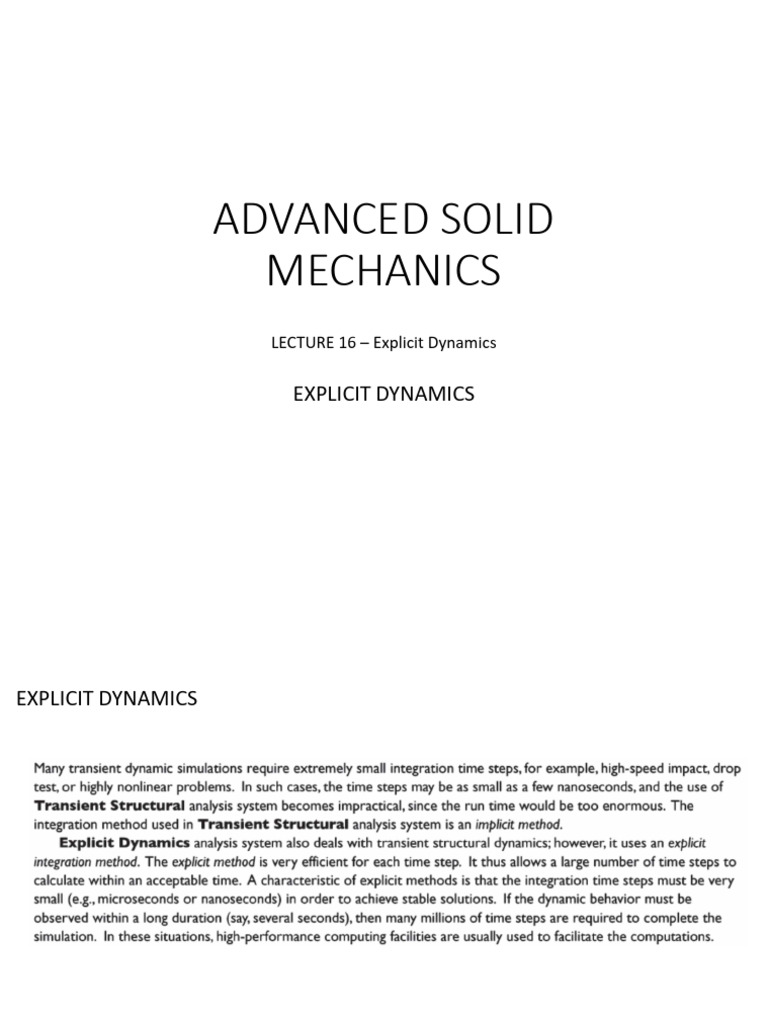 Lecture 16 1explicitdynamics Exp | PDF