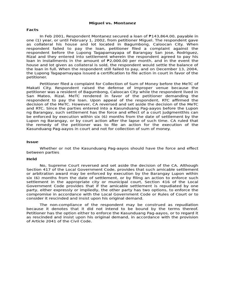 PD 1508 6. Miguel Vs Montanez | PDF | Justice | Crime & Violence